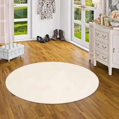 Produktbild von Luxus Super Soft Hochflor Langflor Teppich Deluxe Creme Rund, Größe:100 cm Rund