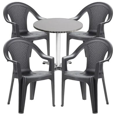 Produktbild von Bistrogarnitur 5-teilig Aluminium - Kunststoff Anthrazit