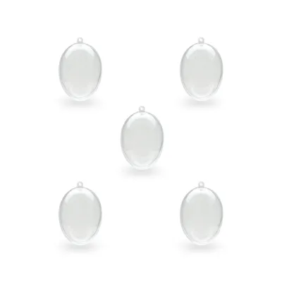 Produktbild von Kunststoffeier transparent glasklar teilbar zum Basteln und Bemalen  in 3 Längen Wählbar 60 | 80 | 100mm  , Größe:60 mm | 5 Stk.