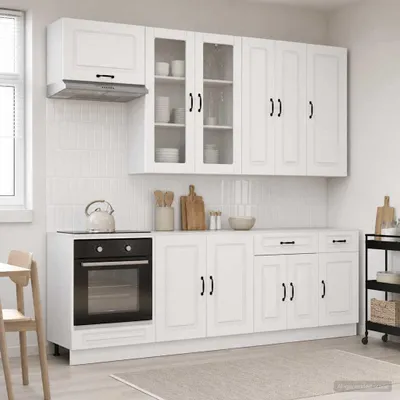 Produktbild von Kücheneinheit KALMAR 8 pcs Hochglanz Weiß Holzwerkstoff - Küchenschränke c2206