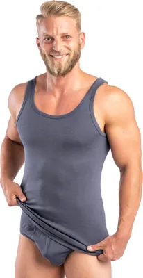 Produktbild von HERMKO 16000 Herren Unterhemd aus weichem Baumwolle / Modal , Größe:D 8 = EU XXL, Farbe:graphit
