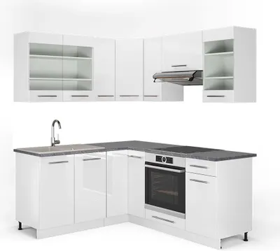 Produktbild von Eckküche Vicco Fame-Line Weiß Hochglanz/Weiß 190 x 60 cm , AP Anthrazit, Model 42351