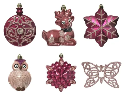 Produktbild von Feenhafte Weihnachtsbaum-Aufhänger 20-teilig pinkfarben 7 cm - Einheitsgröße