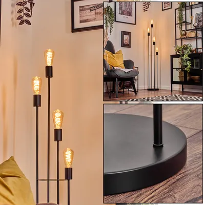 Produktbild von Carvico Stehlampe aus Metall in Schwarz mit Fußschalter