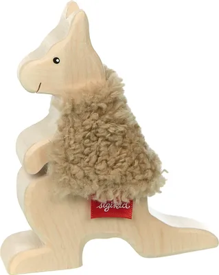 Immagine prodotto di sigikid Cudly Wudly Holztier Känguru, Holzfigur, Spielfigur, Holzspielzeug, Spielzeug, Dekoration, 39519
