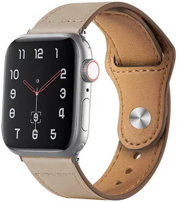Produktbild von FFO2World Lederarmband mit Dornschließe für Apple Watch 49/46/45/44/42 mm (Serie 1-11 & Ultra 1-3, SE 1-3) – Ersatz-Lederarmband – Saprikose