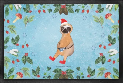 Produktbild von Mr. & Mrs. Panda fußmatte Faultier Kakao 50 x 75 cm - Eisblau - Geschenk, Schmutzmatte, Eingangsteppich, Schmutzfangmatte, Fußabtreter, Weihnachten, abstreifer