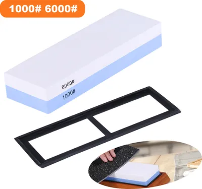 Image de pierre à aiguiser 1000/6000 Grit Pierre à aiguiser double face pour cuisine d'extérieur Aiguisoir pour cutter Pierre à aiguiser