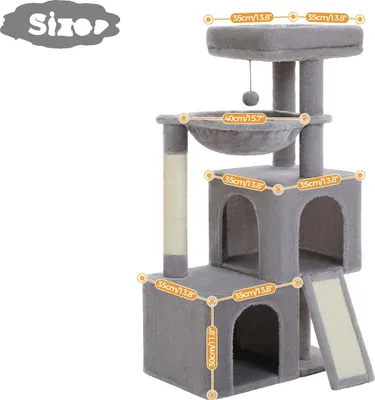 Immagine prodotto di Albero per gatti, spaziosi appartamenti, struttura robusta, AMT0282GY, L