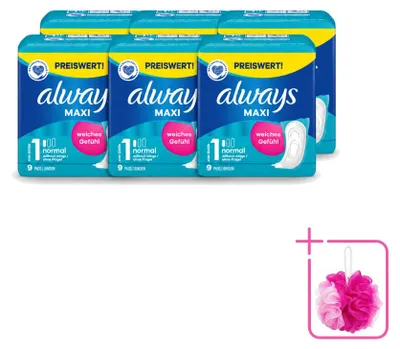 Productafbeelding van 6 x Always Maxi inlegverbanden voor dames, normaal, maat 1 - voordeelverpakking - 6 stuks