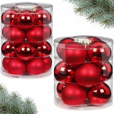 Produktbild von Weihnachtskugeln Set 20 Stk 6cm & 12 Stk 8cm Merry Red