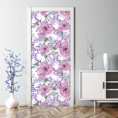 Produktbild von Dekorative Türposter selbstklebend Klebefolie Wandaufkleber Türaufkleber Lila Blumen 77 x 200 cm