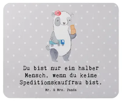Produktbild von Mr. & Mrs. Panda Mouse Pad Speditionskauffrau Herz - Grau Pastell - Geschenk, mousematte, computer mousepad, Mauspad, mausteppich
