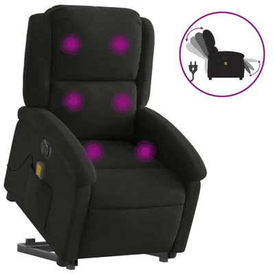 Produktbild von vidaXL Elektrischer Massagesessel mit Aufstehhilfe Schwarz Stoff