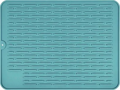 Produktbild von Unyqoos® Abtropfmatte aus lebensmittelechtem Silikon, 40 x 30 x 1,5 cm, BPA‑frei, hitzebeständig & rutschfest, grün – für Besteck und Geschirr, spülmaschinenfest