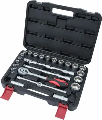 Produktbild von CONNEX Steckschlüsselsatz 1/2' 26-teilig Kunststoff-Koffer, Chrom-Vanadium-Stahl