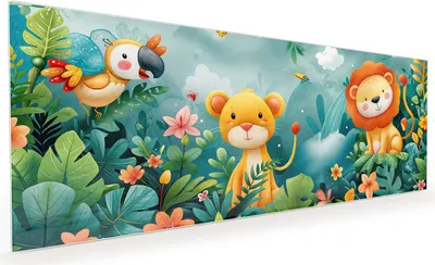 Produktbild von Küchenrückwand Spritzschutz Glas mit Motiv Dschungeltiere 40 x 40 cm