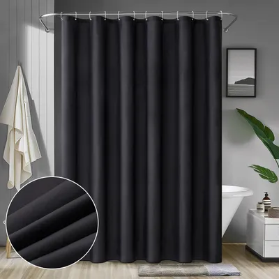 Image de MIULEE Rideau de douche Noir 120x180cm Imperméable Anti-moisissure Textile Lavable