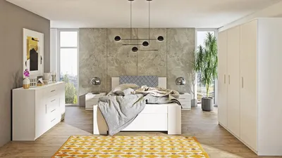 Obrázek produktu pro Ložnicová sestava s postelí 160x200 CORTLAND 8 - bílá / šedá