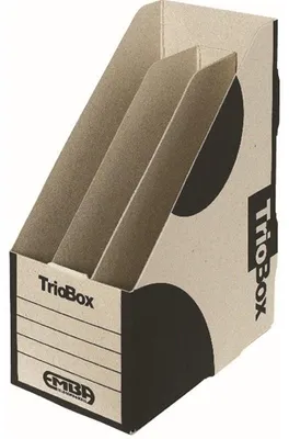 Zdjęcie produktu dla Stojan na časopisy A4 Emba Triobox, kartonový, hřbet 13 cm, černý