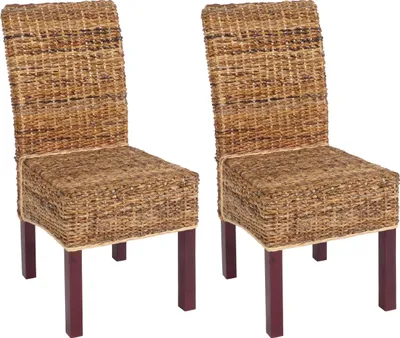 Immagine prodotto di set di 2 sedie da pranzo Sedia in vimini Malibu banana | HxLxP 96x46x41cm | altezza seduta 46cm | leggera | senza cuscino