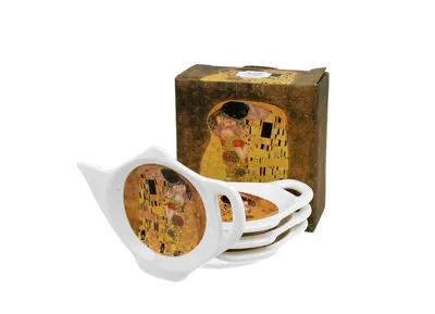 Produktbild von DUO ART GALLERY 4er-Set Teebeutelhalter THE KISS New Bone China Porzellan