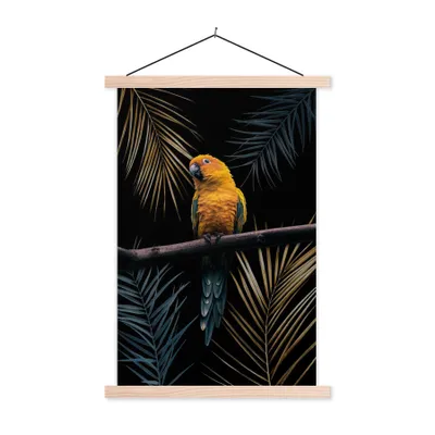 Produktbild von MuchoWow® Textilposter Farben - Vogel - Papagei 120x180 cm mit holzfarbenen Rahmen - Textil-Plakat