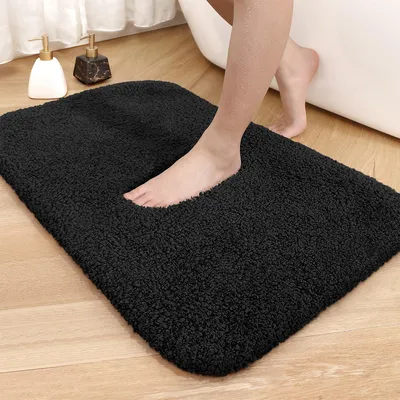 Produktbild von Badezimmermatte Badematte Rutschfest Weich Saugfähig Schwarz 60x90 cm