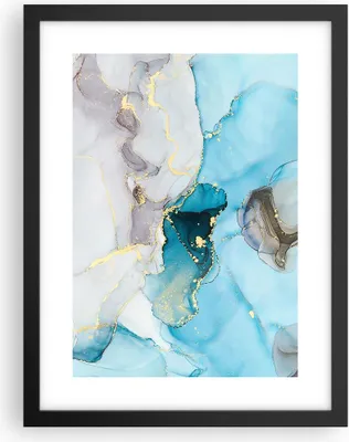 Produktbild von Gerahmtes Poster - Schwarzer Rahmen - Marmor Modern Blau - 30x40 cm - Wand Bild - Wanddeko - Wandbilder - Kunstposter - Wandposter - Bilderrahmen - Bilder - Kunstdruck - P2BPA30x40-4792