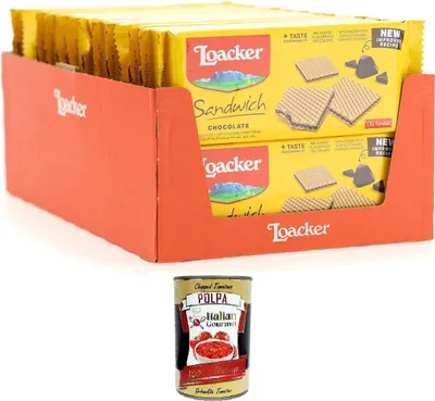 Produktbild von Loacker - Schoko-Sandwich, Duftwaffeln mit Schokocreme - 28x75 g+Italian Gourmet Polpa di Pomodoro 400gr