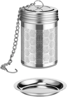 Produktbild von Wiederverwendbares Teesieb aus Edelstahl 304 mit Abtropfschale, feinmaschiger Filter für Töpfe und Tassen