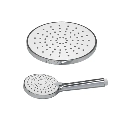 Immagine prodotto di JOHO Soffione doccia a pioggia in ABS, 8 pollici, con doccetta a mano, rotonda, con ugelli anticalcare D20 cm, cromato