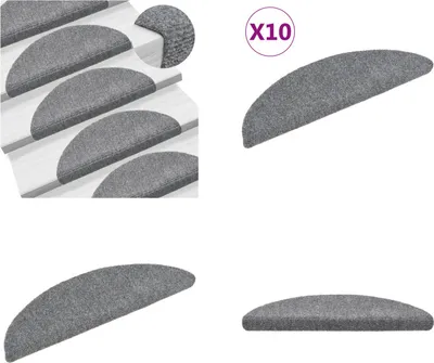 Produktbild von vidaXL Selbstklebende Treppenmatten 10 Stk. Hellgrau 56x17x3 cm - Treppenmatten - Stufenmatten - Treppenteppiche - Treppendekorationen