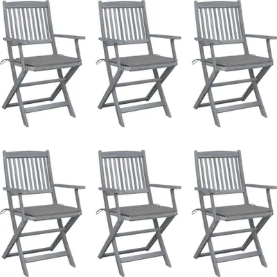 Produktbild von Klappbare Gartenstühle 6 Stk. mit Sitzkissen Massivholz Akazie