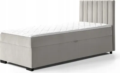 Produktbild von Bett Boxspringbett Continentalbett ERYK mit Bonell Matratze und Topper , Einzelbett mit Container , H3 ( 90x200 cm , Beige - Mono 232 )