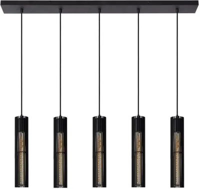 Produktbild von Lucide Hängelampe modern Schwarz Metall 100x11cm dimmbar höhenverstellbar für Esstisch