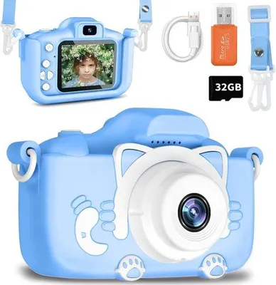 Obrázok produktu pre Detský fotoaparát s rozlíšením 1080p HD a 40 MP – vrátane 32 GB pamäťovej karty – pre deti od 3 rokov – farebný digitálny fotoaparát.