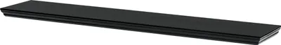 A black rectangular object against a white background.