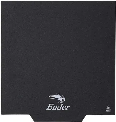 A black magnetic build surface plate for a 3D printer.
