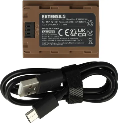 Produktbild von EXTENSILO Akku kompatibel mit Sony ZV-E10 II, ZV-E10M2, ILME-FX2A, ILME-FX3A, ZV-E1, FX2, FX3 Kamera (2400 mAh, 7,2 V, Li-Ion), USB-C Buchse