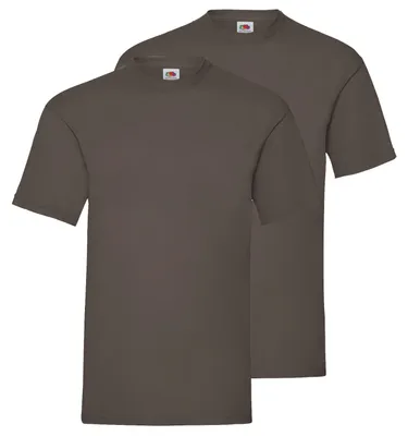 Produktbild von Doppelpack Fruit of the Loom Valueweight T-Shirt + GRATIS MyShirt Stoffbeutel Farbe: chocolate Größe: 2XL