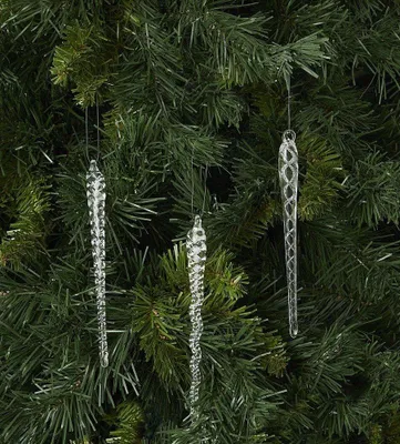 Gläserne Eiszapfen Hängedekorationen, 6er-Set, 14 cm
