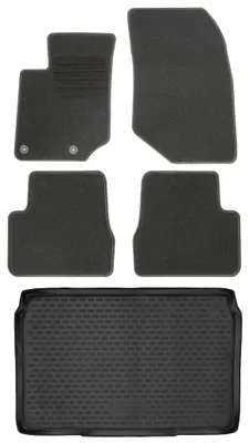 Gummi-Kofferraumwanne + Fußmatten Set für Opel Corsa F, Bj. 11/2019-, schwarz