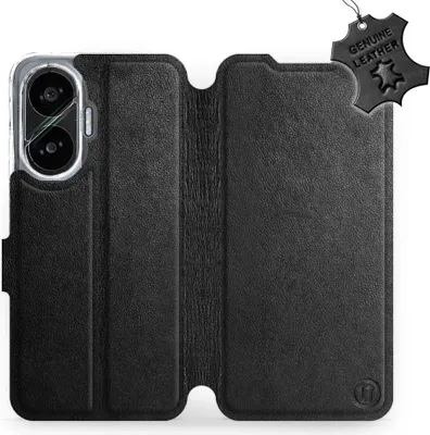 Produktbild von Echtleder Handyhülle für Xiaomi POCO F7, Mobiwear Leather, Schwarz