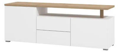 Produktbild von Melzo - TV-Möbel, 154x40x56h cm Mattweiß, 2 Schubladen