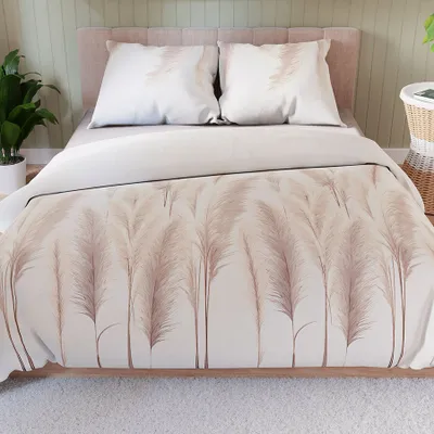 Produktbild von INDINA Bettwäsche 220x200 cm - Satin Baumwolle, elegantes Pampasgras-Muster