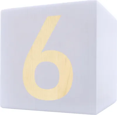 Produktbild von Holzbuchstabe Würfel, 5 x 5 cm, weiß, Zahl 6