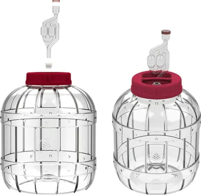 Produktbild von 2 x 5L Gärballon + Stopfen + Gährrohr Gefäß zur Fermentation Weinballon Sauerkraut