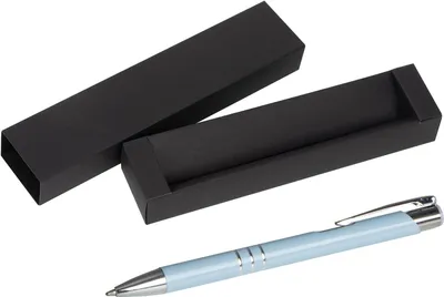 Produktbild von Kugelschreiber aus Metall / mit Pappetui / Farbe: pastell blau