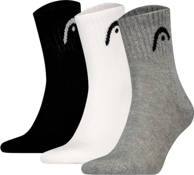 Produktbild von HEAD Unisex Socken, 3er Pack - All Sports Training Short Crew, Sportsocken, Logo, einfarbig Grau/Weiß/Schwarz 39-42